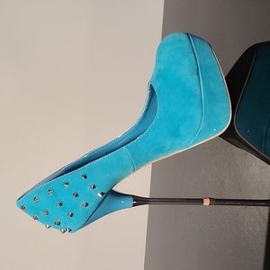 Teal suede heels